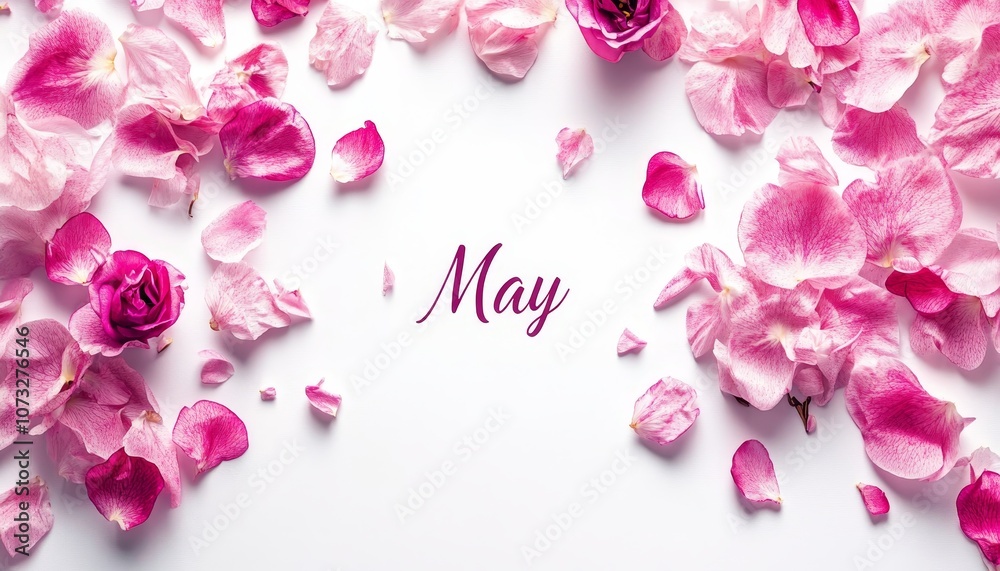 May Floral Frame Romantic Pink Rose Petals Background For Mothers Day, Spring, And Love. May Floral Frame Romantic Pink Rose Petals Background For Mothers Day, Spring, And Love.