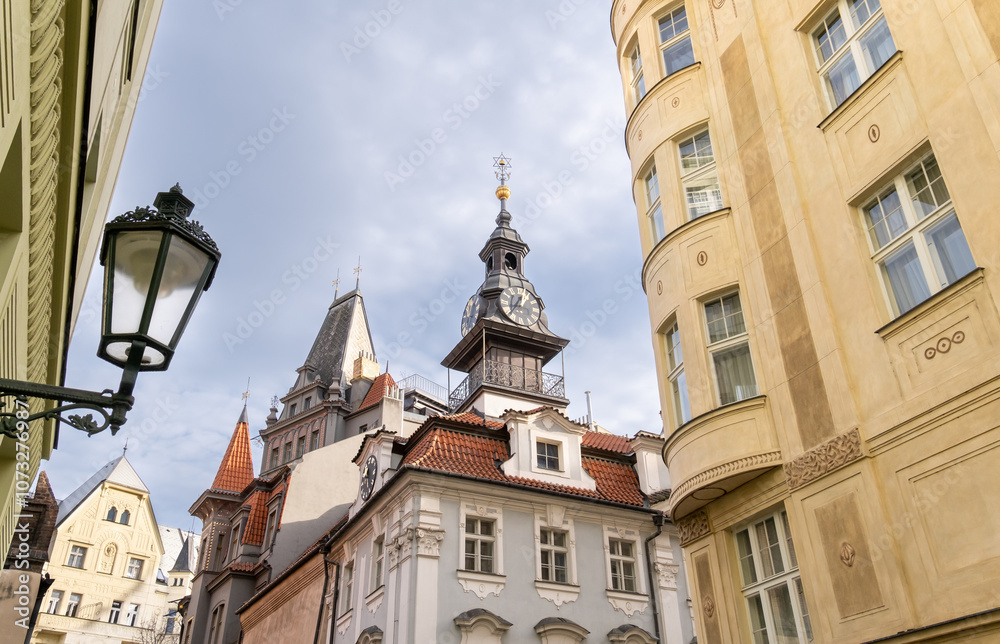 Naklejka premium The Jewish Town Hall in Josefov district, Prague