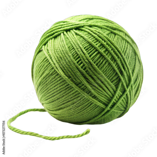 Green ball of yarn isolated on transparent background