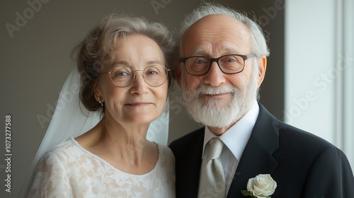 wedding portrait of an elderly couple photo