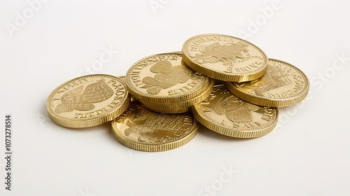 A Pile of Gold Coin - a shiny and alluring visual. The pile of gold coins creates a luxurious and eye-catching look. It gives the impression of great wealth and prosperity, making it a wonderful choic photo