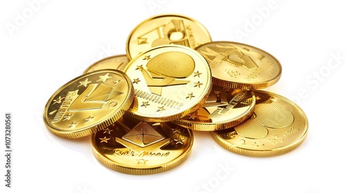 A Pile of Gold Coin - a shiny and alluring visual. The pile of gold coins creates a luxurious and eye-catching look. It gives the impression of great wealth and prosperity, making it a wonderful choic photo