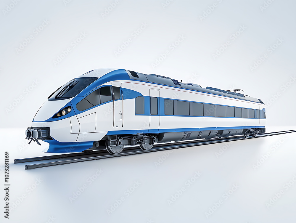 Fototapeta premium High speed train in a blue and white color