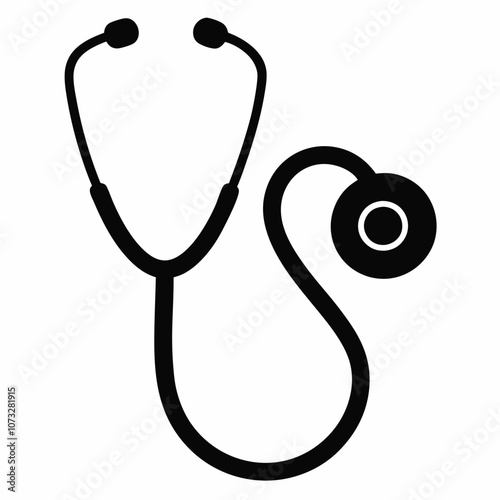 stethoscope vector silhouette black illustration on white background