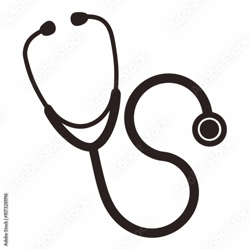 stethoscope vector silhouette black illustration on white background