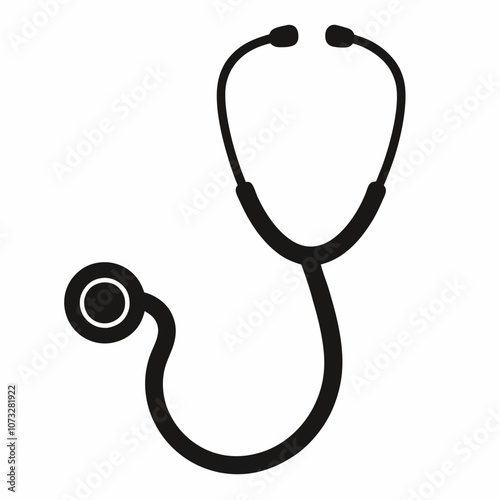 stethoscope vector silhouette black illustration on white background