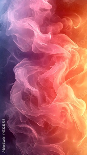 An abstract composition of vibrant smoke swirls in shades of pink, orange, and purple, creating a dynamic blend of colors and movement on a dark background.