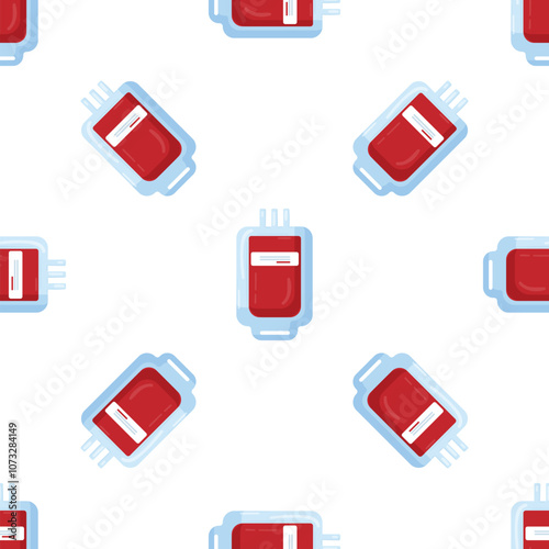 Blood bag seamless pattern representing donation, transfusion, healthcare, emergency, and medical assistance