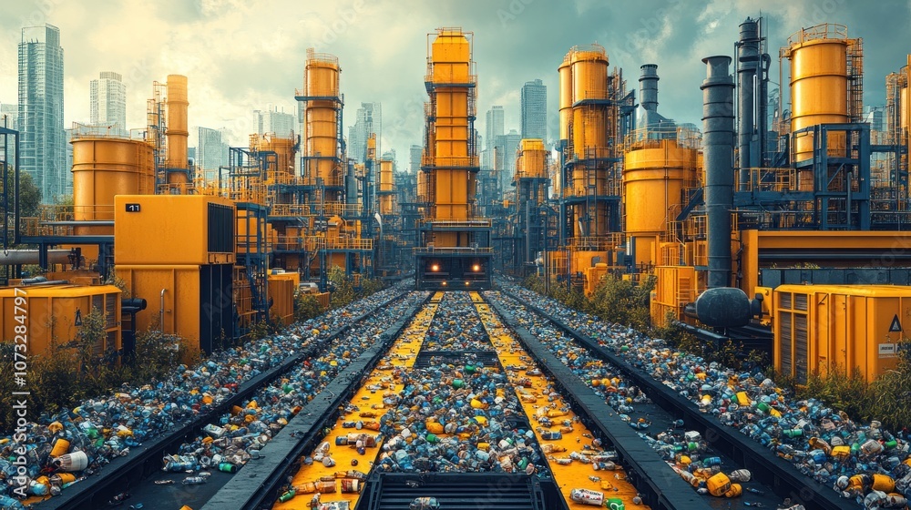 Naklejka premium Industrial Waste Conveyor Belt