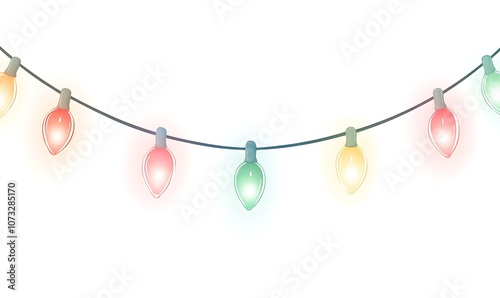 A string of colorful holiday lights glowing softly.