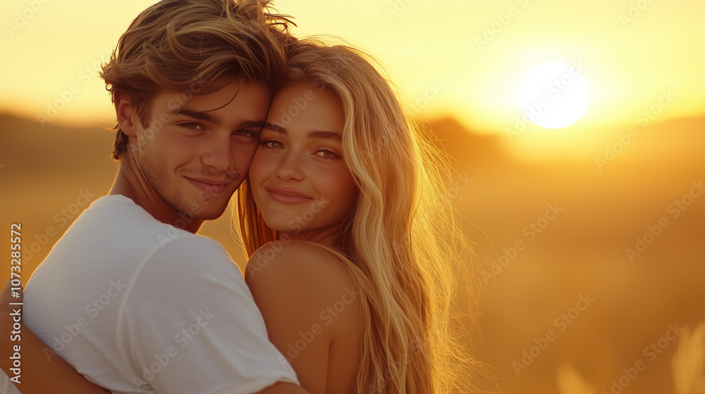 Warm Embrace of Friends and Family in Golden Hour Light Warm Embrace of Friends and Family in Golden Hour Light