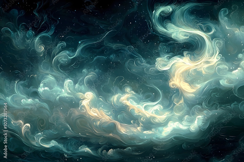 An ethereal swirl of clouds in shades of teal, cream, and soft blue, creating a dreamlike atmosphere that evokes feelings of wonder and tranquility. An ethereal swirl of clouds in shades of teal, cream, and soft blue, creating a dreamlike atmosphere that evokes feelings of wonder and tranquility.