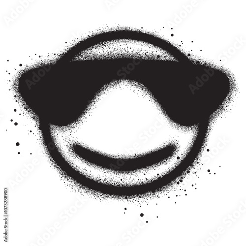 Spray Paint Graffiti emoticon wearing glasses isolated on white background. vector illustration.