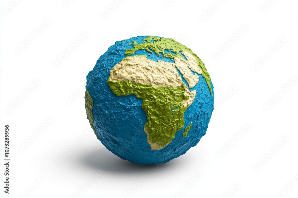 A globe with focus on Africa, highlighting the rich details of the continentâ€™s geography