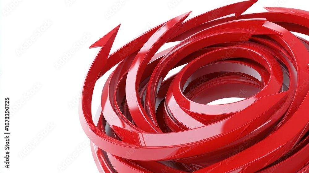 arrow loop in red, isolated on white, showing repetition or cycle arrow loop in red, isolated on white, showing repetition or cycle