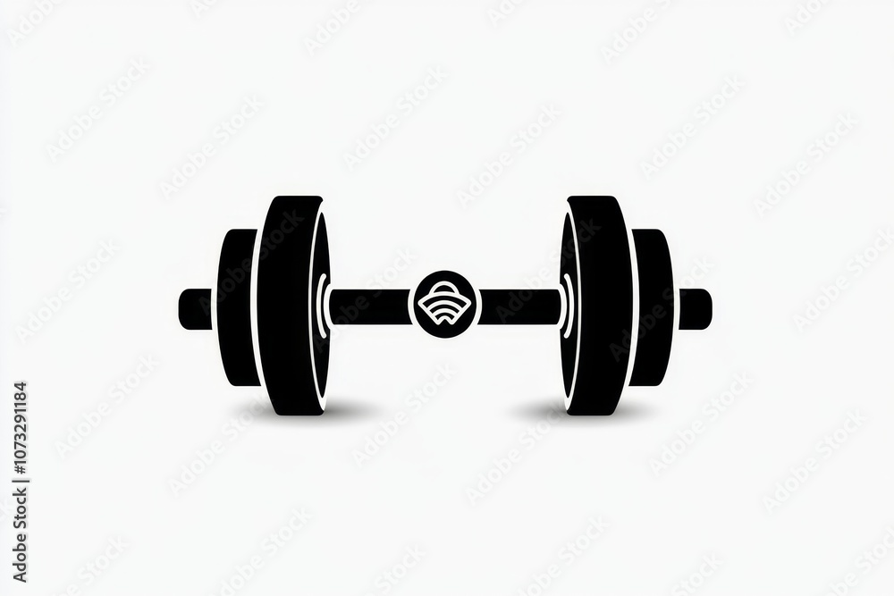 A minimalist icon of a dumbbell on a plain background, representing strength training A minimalist icon of a dumbbell on a plain background, representing strength training