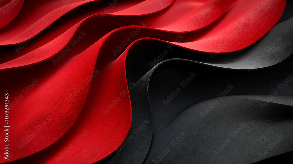 Fototapeta premium Abstract black and red background, red and black waves pattern backdrop