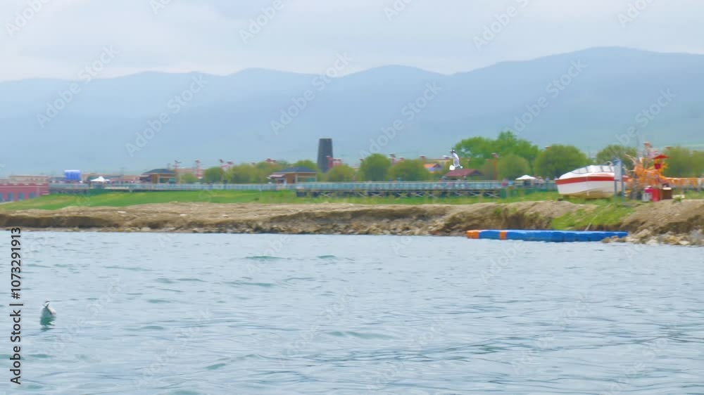 Scenery of Qinghai Lake with Seagulls and Migratory Birds Footage Scenery of Qinghai Lake with Seagulls and Migratory Birds Footage