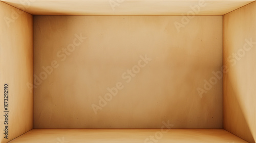 A cardboard box with a white background. The box is empty and has no contents. The white background gives the impression of a blank canvas or a void waiting to be filled
