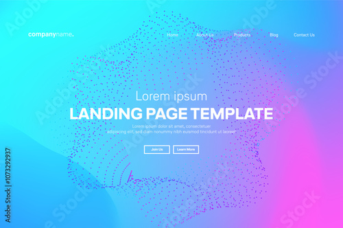 Abstract modern technology Landing page template, flowing line digital technology, smooth particle wave, big data techno design concept background wallpaper, Annual reports, flyer, poster, cover. EPS 