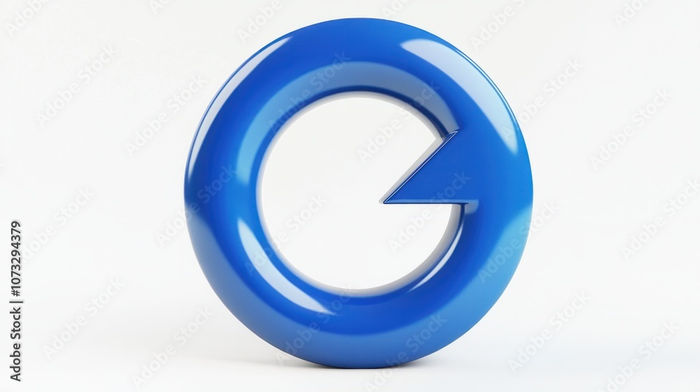 Thick circular blue arrow, isolated on white, symbolizing reload or refresh Thick circular blue arrow, isolated on white, symbolizing reload or refresh