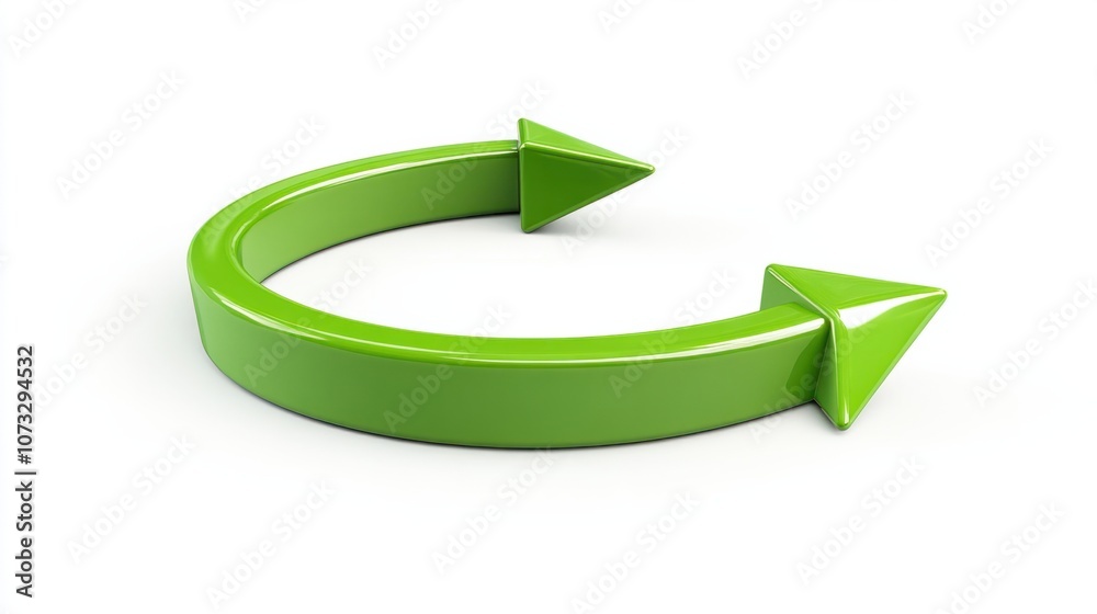Thick green arrow loop, isolated on white Thick green arrow loop, isolated on white