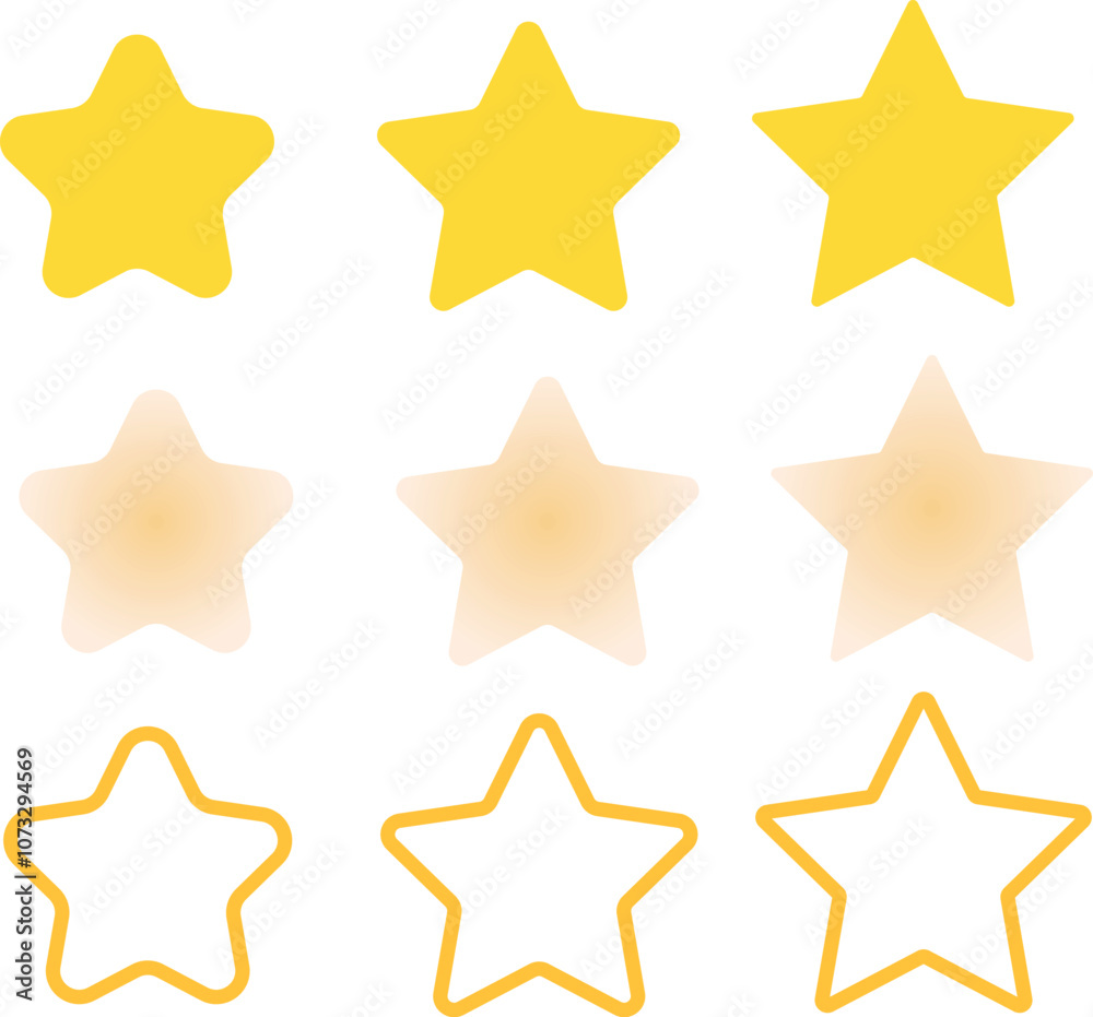 Vector yellow stars in flat and yellow lines on white background
Vector yellow stars in flat and yellow lines on white background