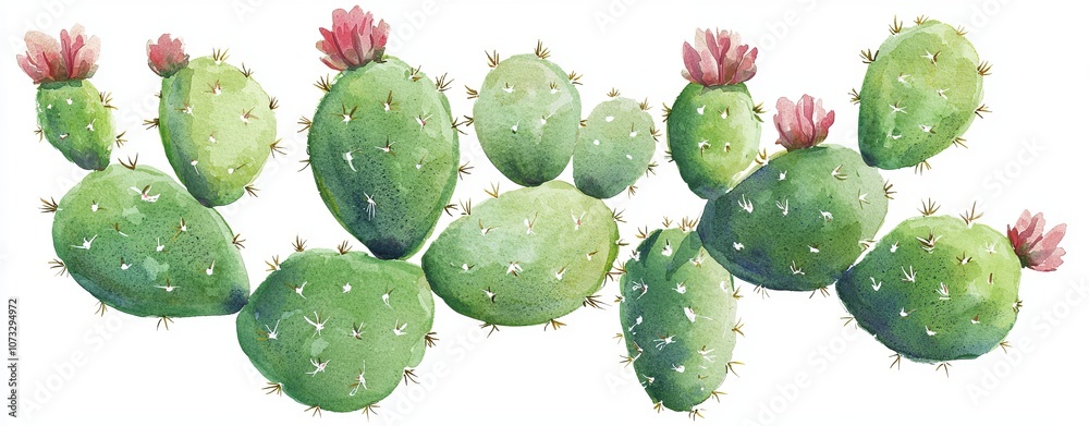 Cactus with pink flowers, white isolated background. Cactus with pink flowers, white isolated background.