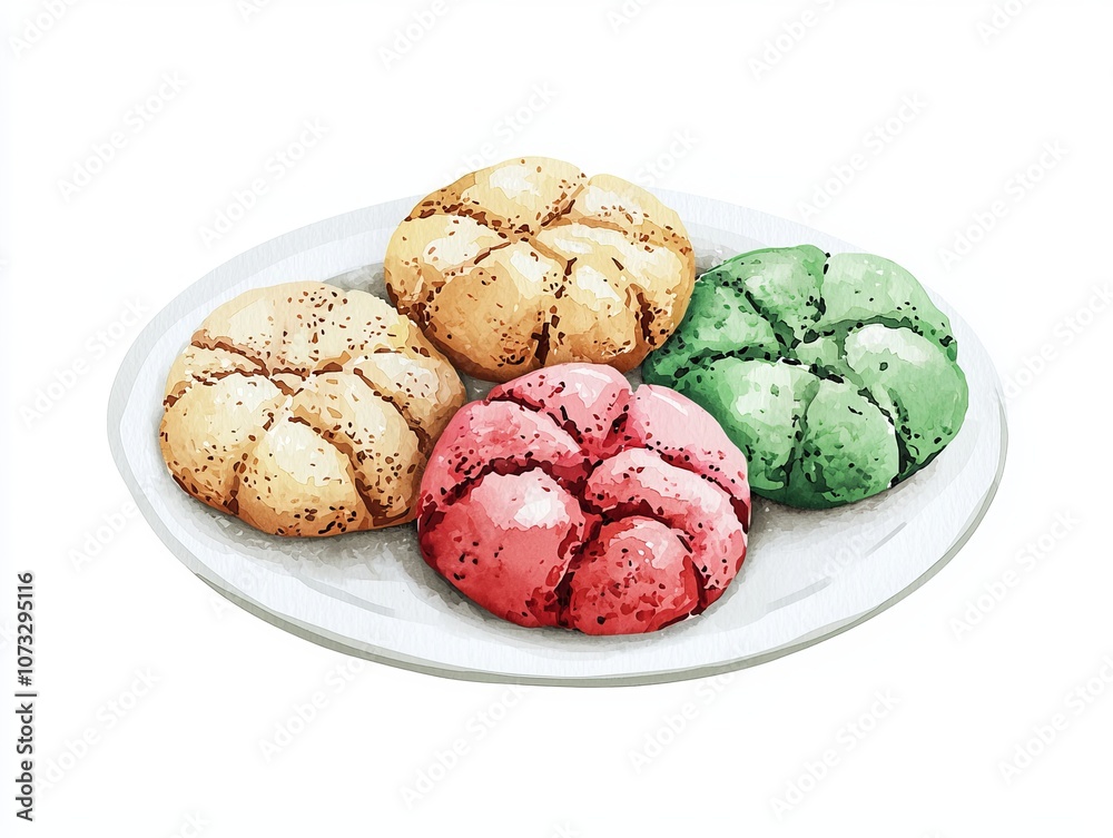 Colorful cookies on a white plate, isolated against a white background. Colorful cookies on a white plate, isolated against a white background.