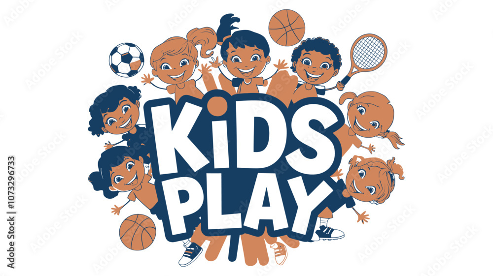 Fototapeta premium Vibrant Kids Play Logo in Multicolored Bold Typography 