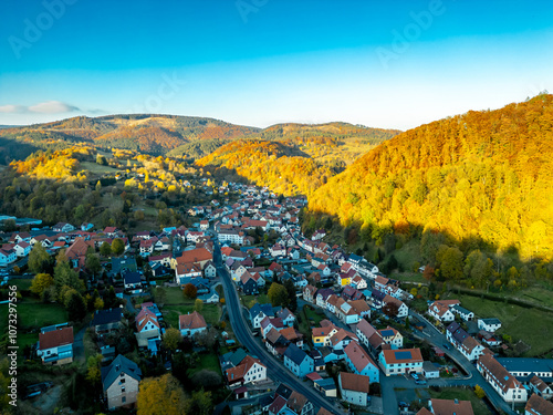 Herbstlicher Thüringer Wald am Henkeltöpfchen bei Kleinschmalkalden - Thüringen - Deutschland photo