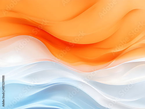 Flow of harmony: vibrant wave abstract, wave symphony: a dance of colors - Abstract orange, white, and blue background with waves