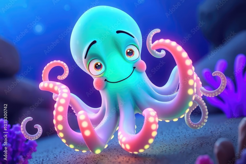 Ocean Octopus, Glowing Tentacles Ocean Octopus, Glowing Tentacles