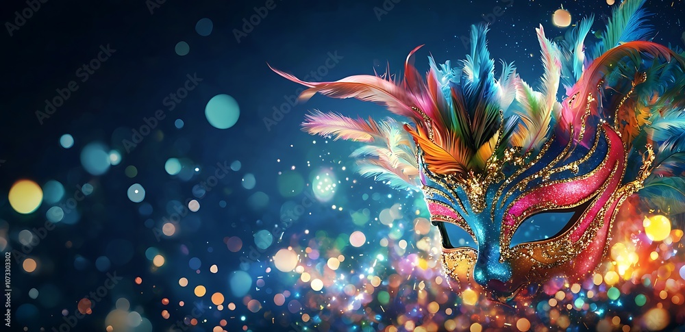 A carnival banner with a masquerade mask A carnival banner with a masquerade mask