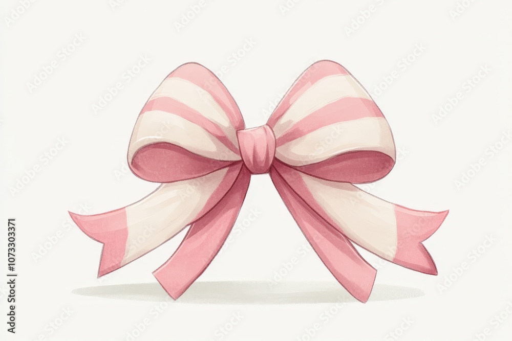 A cute pink and white striped bow for decoration or gift wrapping, isolated on white background. A cute pink and white striped bow for decoration or gift wrapping, isolated on white background.