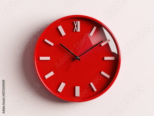 A vibrant red wall clock showcasing modern design and stylish aesthetics.