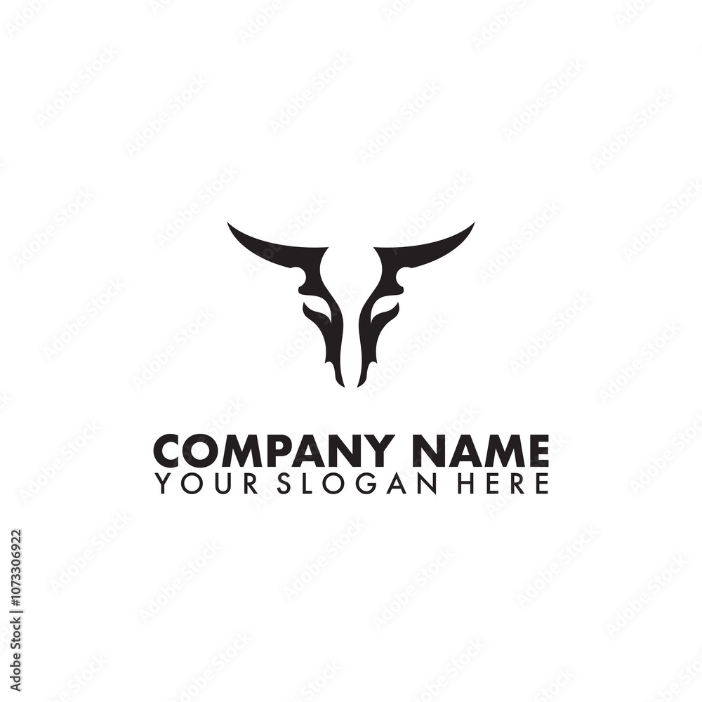 Fototapeta premium Bull Skull with tribals style isolated on a white background