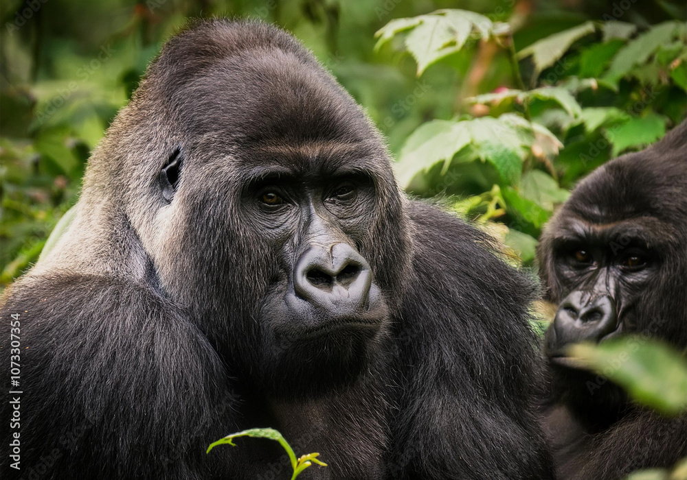 Gorillas (Gorilla gorilla) Menschenaffe im Dschungel Gorillas (Gorilla gorilla) Menschenaffe im Dschungel