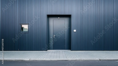 Sleek design of aluminum façade in urban setting.