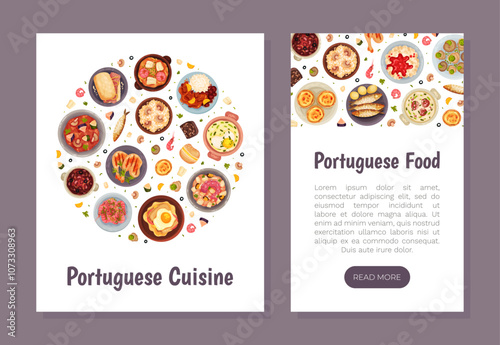 Portuguese Dishes and Main Courses Banner Design Vector Template