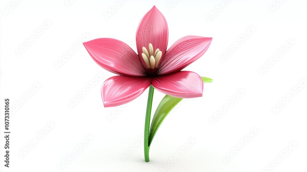 pink flower icon with green stem for spring season, fresh look, isolated on white pink flower icon with green stem for spring season, fresh look, isolated on white