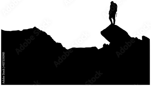 hiking illustration nature silhouette mountain logo travel icon adventure outline hill bike trekking people outdoor summer hiker person tourist shape with vector graphic background