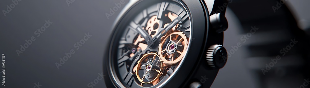 Close-up of an intricate watch showcasing its detailed mechanical design. Close-up of an intricate watch showcasing its detailed mechanical design.