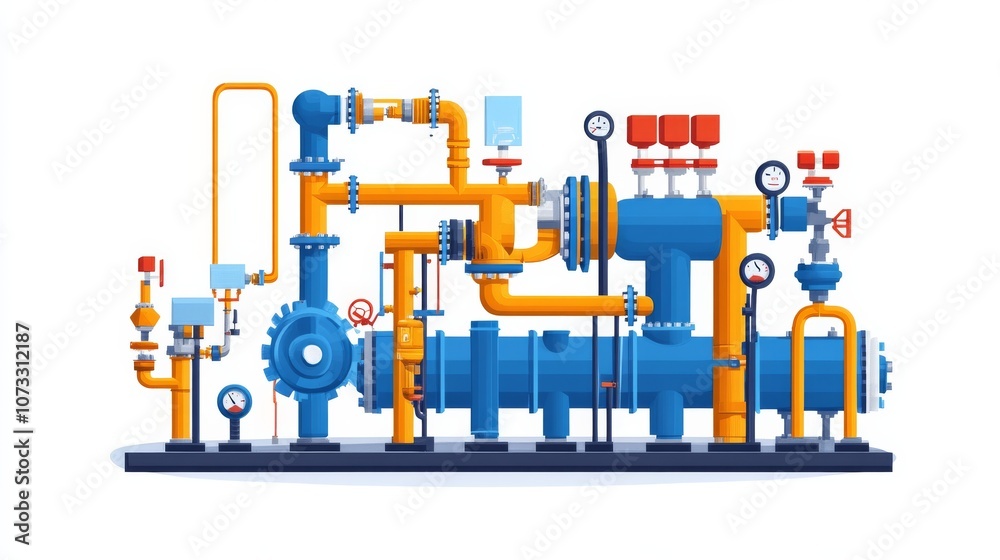 natural gas conversion, schematic diagram of gas conversion, isolated, white background, simple technical design