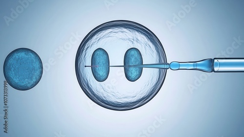 Wallpaper Mural The image depicts a scientific procedure involving the injection of a fluid into a cell, illustrating advanced techniques in biotechnology and reproductive science. Torontodigital.ca