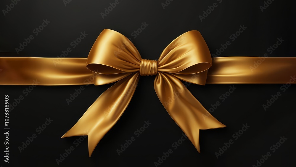 lazo regalo dorado sobre fondo liso negro lazo regalo dorado sobre fondo liso negro