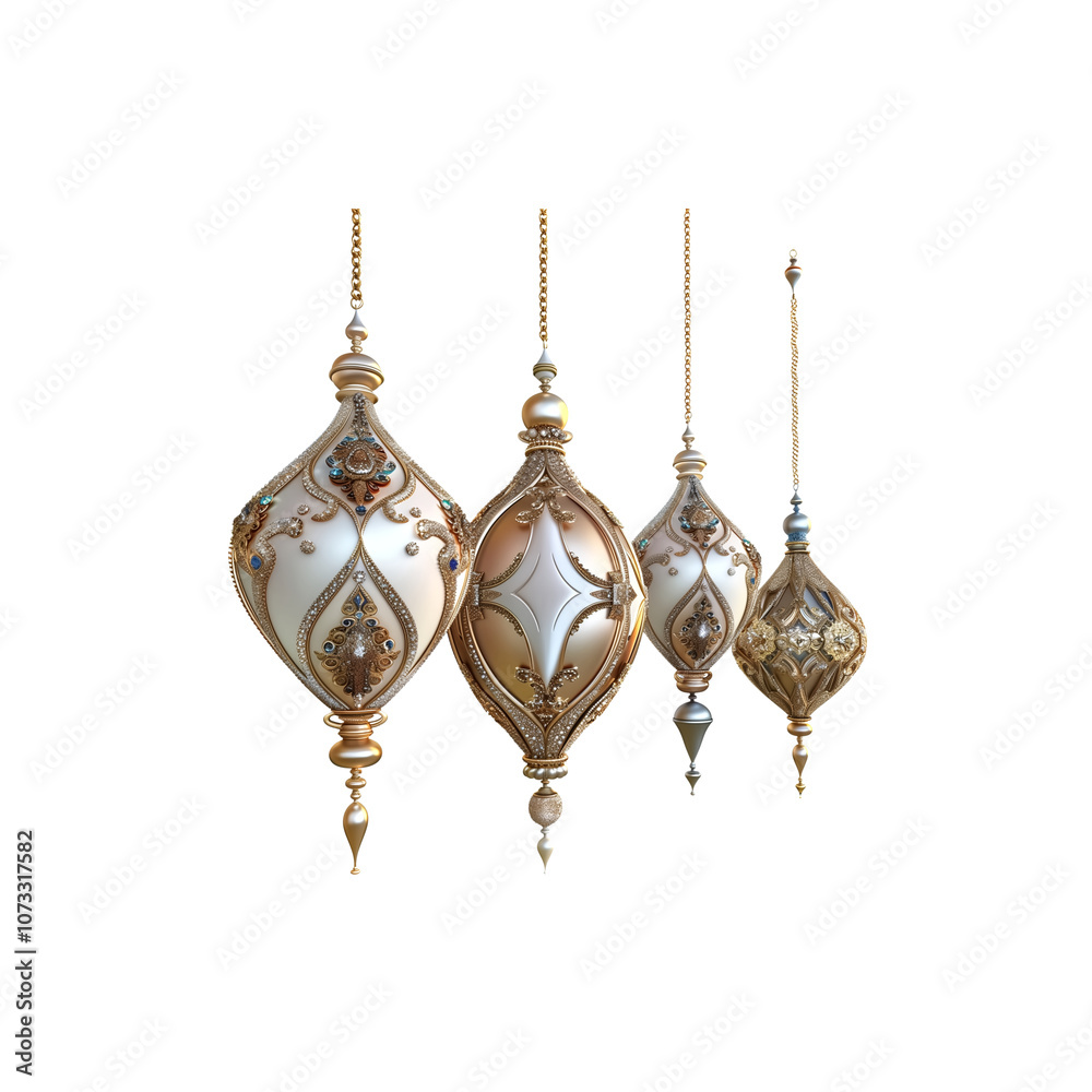 Ornaments , 100% white background, 3d model, no outline, no shad Ornaments , 100% white background, 3d model, no outline, no shad