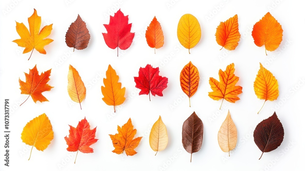 Obraz premium Realistic Fall Foliage on White Background