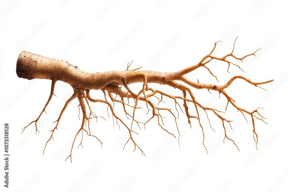 Fototapeta premium Realistic Isolated Tree Roots on White Background