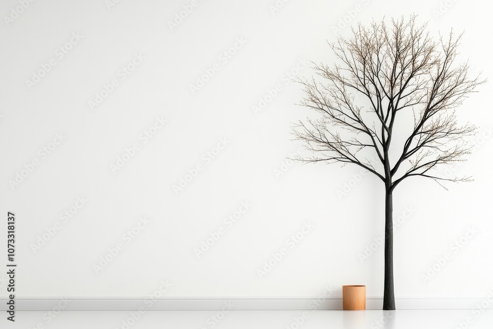 Obraz premium Realistic Tree Silhouette on White Background